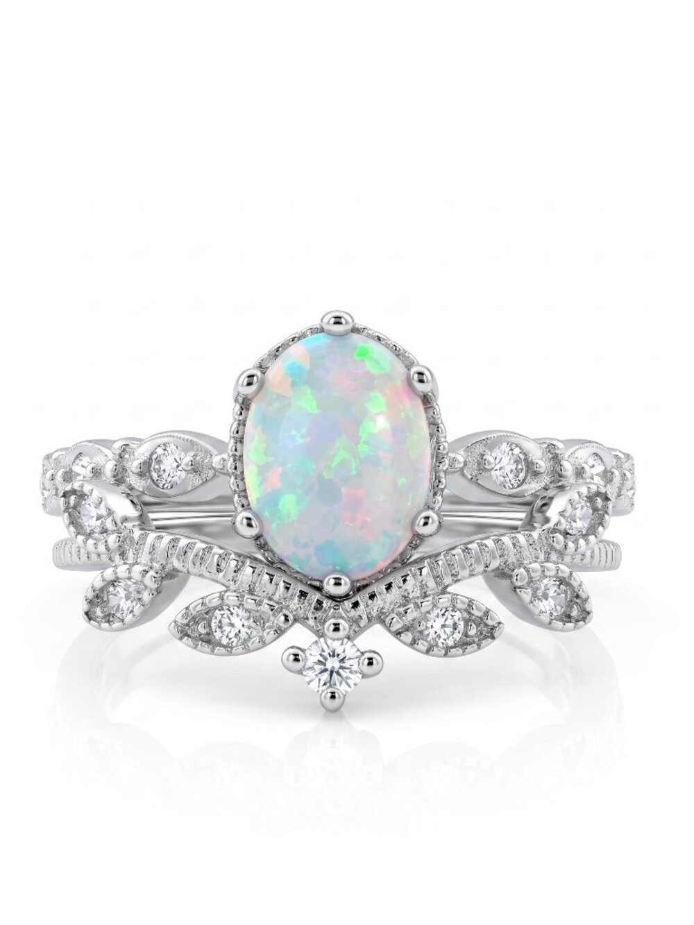Opal Ring Set, size 6, 925 Sterling Silver Charmed Aroma